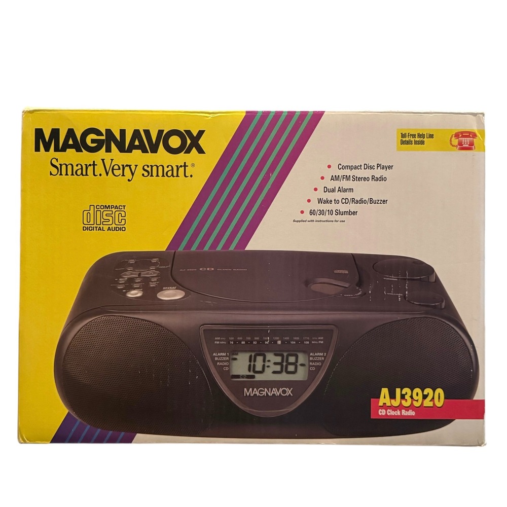 Magnavox AJ3920 CD Clock Radio Vintage 1995 AM/FM Dual Alarm New In Box